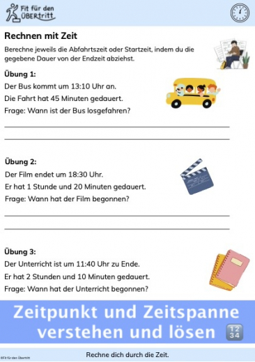 Rechne dich durch die Zeit. Übung 3