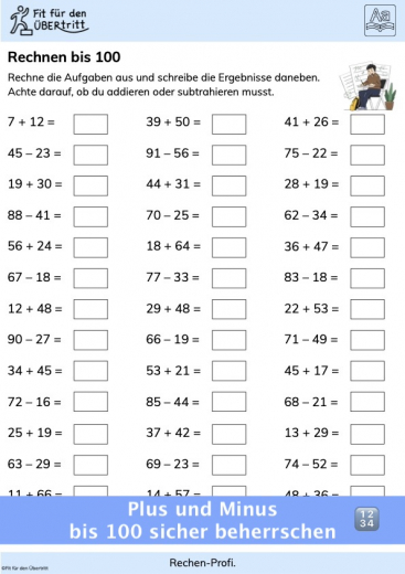 Rechen-Profi. Plus und Minus bis 100 Übung 1