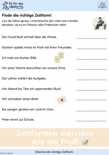 Erkenne die richtige Zeitform. Übung 1