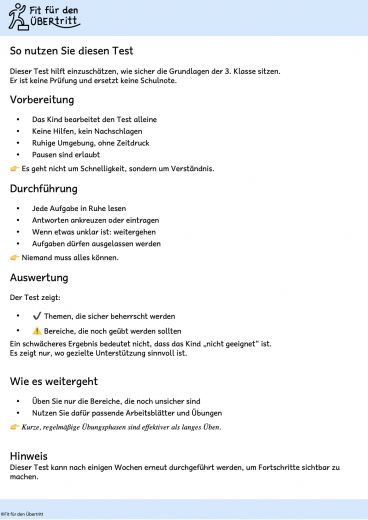 Zahlen & Operationen – Mathe Test Klasse 3 | Grundschule