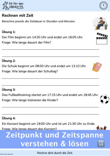 Rechne dich durch die Zeit. Übung 1